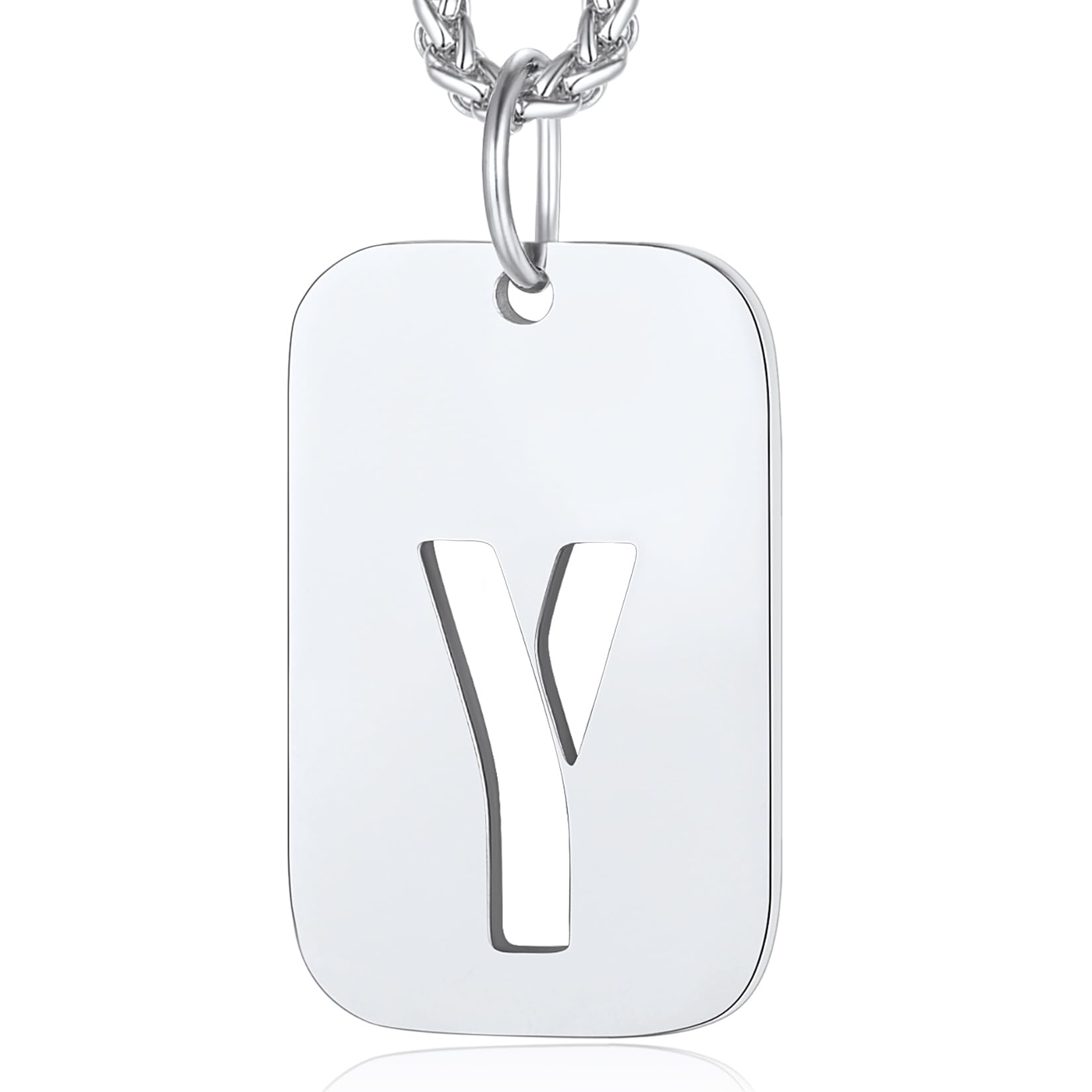 Men Necklace Stainless Steel Jewellery for Men Initial Necklace Letter Necklace Men Army Dog Tag Chain Gifts for Christmas