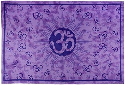OMA Om Sun Tie-Dye Tapestry - Beach Sheet - Hanging Wall Art - Perfect for Meditation and Yoga - OMA FEDERAL (TM) BRAND