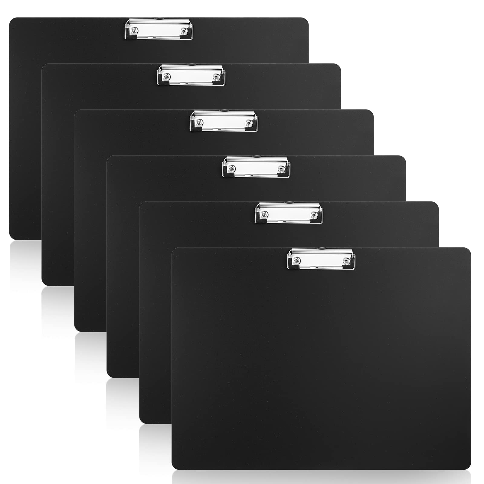 Photo 1 of 6 Pcs Black Extra Large 11x17 Clipboard Landscape Clipboards with Low Profile Clip Horizontal Sketch Board Reusable Plastic Art Clipboard Lap Boards for Drawing Sketching Art Supplies, 3mm Thick