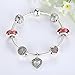 Presentski Sterling Silver Plated Charm Bangles with Heart Pendant for Teens Girls Birthday Gift