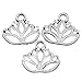 Housweety 50PCs Charm Pendants Lotus Flower Silver Tone 17mmx14mm(5/8