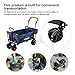 ENKEEO Collapsible Push Wagon Folding Beach Cart Utility Pull Garden Wagon with Removable Canopy, Large Wheels and Tilting Handle for Camping Picnic Park Sporting Events Concerts Shopping (Navy)