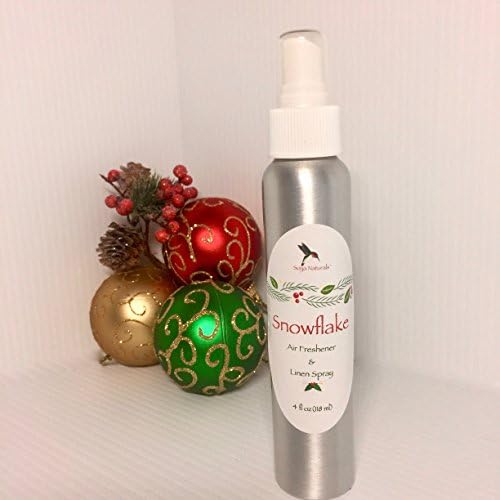 SNOWFLAKE Air Freshener and linen Spray with essential oils, NO synthetic preservatives, NO synthetic fragrances. 4 fl oz (118 ml)