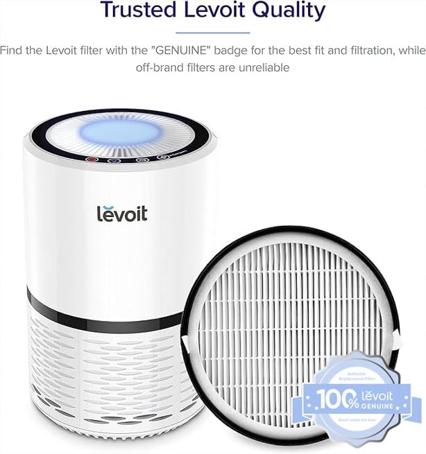 LEVOIT LV-H132 Replacement Filter, Genuine LV-H132-RF Air Purifier Filters, High-Efficiency Activated Carbon for Removal of Smoke, Odor, Allergens, Pollen, 1 Pack