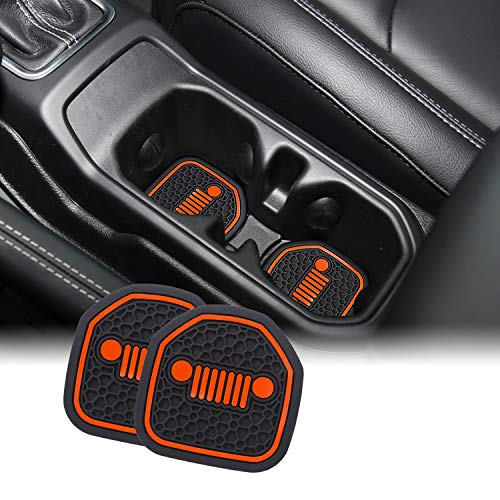 Auovo Auto Cup Holder Inserts Coaster Fit for Wrangler JL JLU 2018-2020 & 2020 Gladiator JT Cup Mat Pad Interior Decoration Accessories (Orange-Front Cup Holder Coasters 2 pcs) - Thumbnail 4