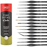 Daco Detail Paint Brush Set, 14pcs +1 Miniature Paint Brushes with Ergonomic Handle and Travel Bag, Painting Supplies for Acrylic, Oil, Watercolor, Paint by Numbers for Adults