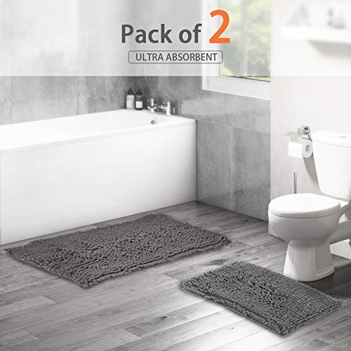 image for SALLOUS Bathroom Rugs, Non-Slip Bath Mats Set, 2pcs Soft Shaggy Microf