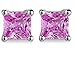 Fantom Jewelry 925 Sterling Silver Princess Cut Pink Pendant & Earring Combo Gift Set 1 Ct Each Stone 2 Ctw Earring