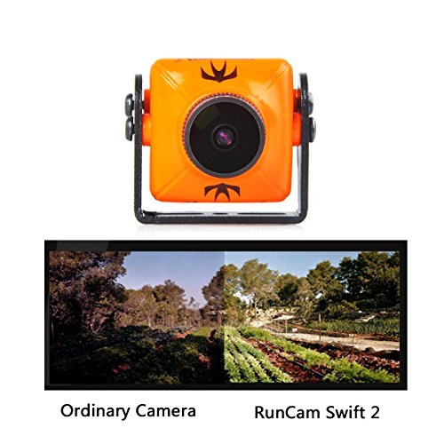 RunCam Swift 2 600TVL FPV Camera Mini 2.3mm for Quad Flying Drones150 Degree OSD WDR DC 5-36V NTSC Integrated MIC for Multicopter Orange With 1 PCS RGB LED BAR