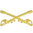 U.S. Army Cavalry Gold Crossed Sabers Stetson Hat Pin, Cav Brass, Branch Insignia, Large 2-1/4"