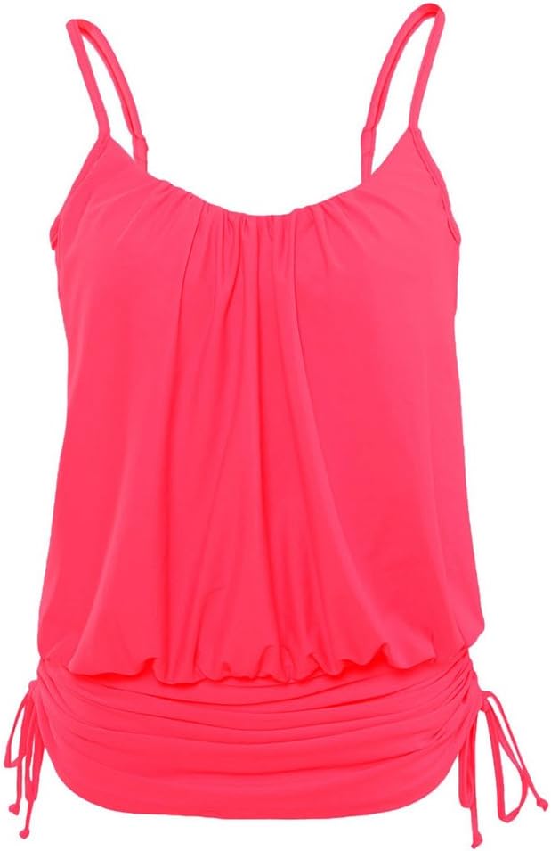 Vanbuy Women's Swim Top Ruched Swimdress Tankini Swimsuit Blouson Top