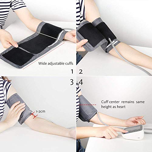 CocoBear Blood Pressure Monitor Upper Arm Digital Automatic BP Monitor for Home Use, 2 * 90 Memory Storage Adjustable Cuff Batteries Included Gray - Thumbnail 6