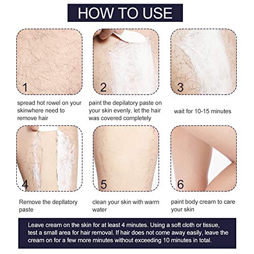 Hair Removal Cream for Men, Depilatory Cream for Men, Hair Remover for Men, Natural Painless Permanent Hair Removal Cream, Plastic Scraper, Used on Bikini, Underarm, Chest, Back, Legs and Arms, 60ml