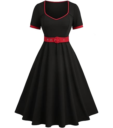Rosegal Plus Size Women 1950s Vintage Cocktail Party Dress(Black_1