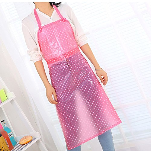 PVC Plastic Cooking Apron Wipeable Ladies Waterproof Kitchen Apron Oilproof Polythene Protective Bib by Yunhigh for Women Girls Chef Cook - Spot