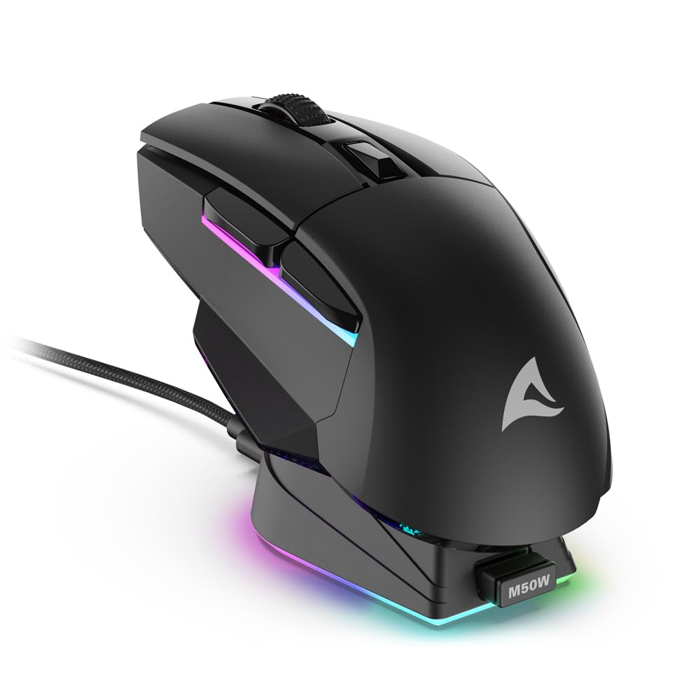 Sharkoon Skiller SGM50W Black, Wireless Optical Gaming Maus, RGB, PBT Button 6