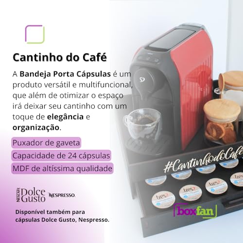 Melhor Porta-Cápsulas Bandeja Cantinho do Café Organizador Suporte Cafeteira Chá Servir - (Preto - 3 Corações)