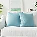 Decorative Pillows, Kevin Textile Velvet Solid Striped Throw Cushion Cover Sham Pillow Cover Soft Sofa Pillows Case for Chair, 20x20 inch (50cm),Set of 2,Niagara Blue