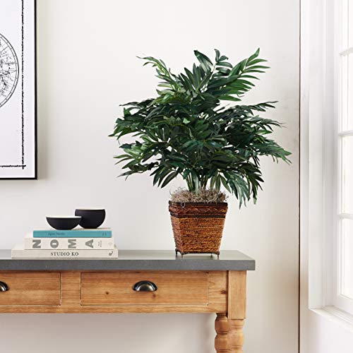 Nearly Natural 6556 Bamboo Palm with Wicker Basket Silk
