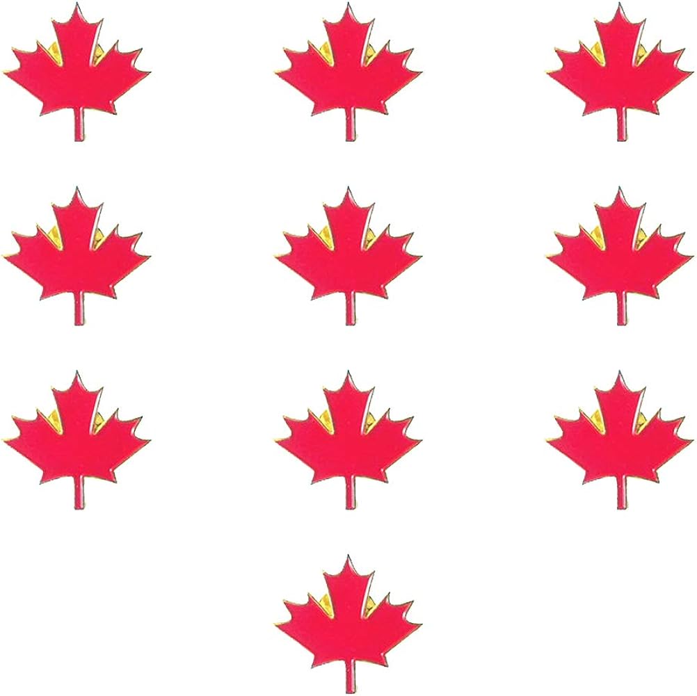 Toyvian Canada Maple Leaf Brooch Maple Leaf Badge Canadian Brooch Women Breast Pin Metal Badge Party Favors 10 Pcs