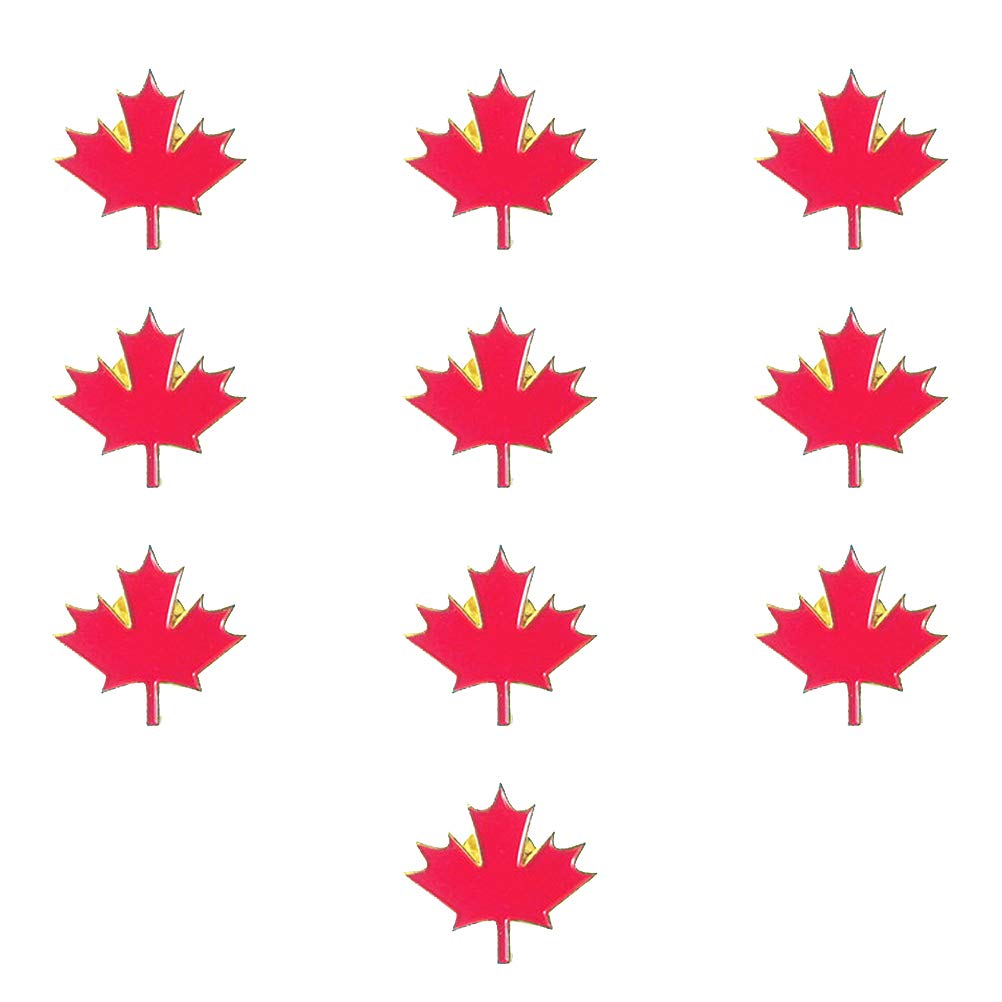Toyvian Canada Maple Leaf Brooch Maple Leaf Badge Canadian Brooch Women Breast Pin Metal Badge Party Favors 10 Pcs