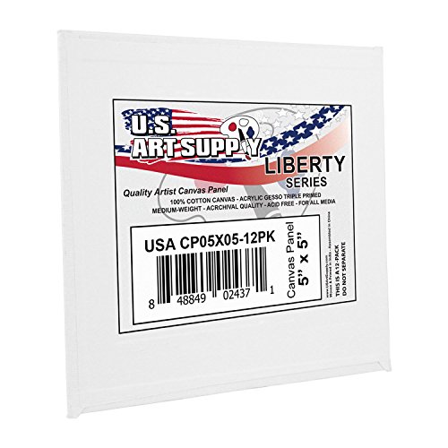 US Art Supply 5 X 5 inch Professional Artist Quality Acid Free Canvas Panel Boards for Painting 12-Pack (1 Full Case of 12 Single Canvas Board Panels)