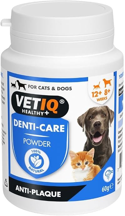 VetIQ Denti-Care Dental Powder for Dogs & Cats 60g Natural Plaque Tartar