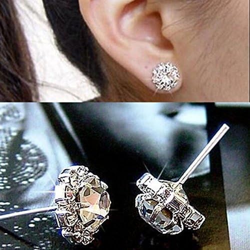 Women Fashion Jewelry Lady 1 Pair Elegant Crystal Rhinestone Ear Stud Earrings, NK.