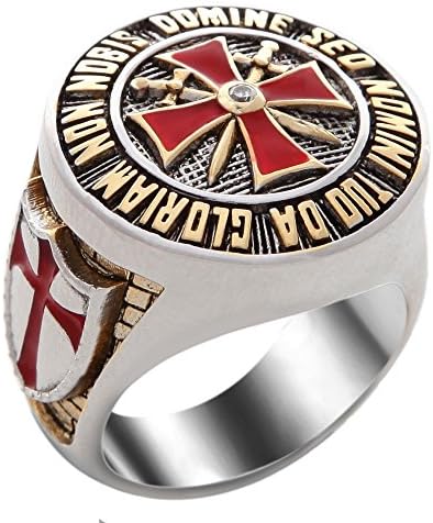 Knight Templar Masonic Ring 18k White and Yellow Gold Plated 45 Gr Unique Handcrafted Design Highly Collectible Top Quality (13)