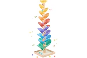 RECEKA Wooden Marble Run for Kids 4-8 Boys Girls Toys Music Tree Wood Toddlers Marble Ball Run Game Leaves Toys for 3-5 Years Old Learning Montessori Color Sorting Toys Birthday Gift