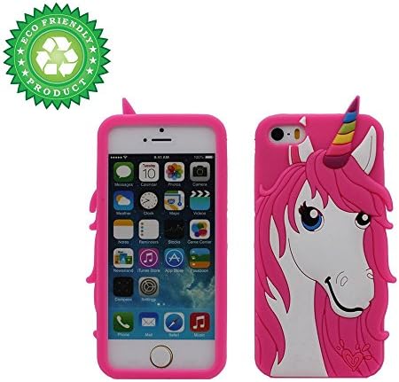 iPhone SE Case, iPhone 5C Case, iPhone 5 5S Cover, Cute 3D Cartoon Unicorn Kids Girls Silicone Animals Soft Rubber Shockproof Protector Shell Skin For iPhone 5/5S/5C/SE - Rose Colorful Unicorn