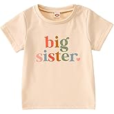 IZYJOY Big Sister Shirt Toddler Baby Girl Announcement Tshirt Sibling Reveal Summer Outfits Top Short Sleeve Cute Tee