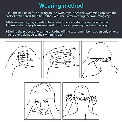 EocuSun 2 Pack Swimming Cap Solid Silicone Swim Caps Ear Protection for Short or Long Hair Fit Women Men Adult Youths