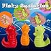 Fishy Squishies, 3 Pack, Soft Slow Rising Kawaii Squishy Toys, Convenient Toddler Travel Bag and Keychain Carabiner Included, Cute Silly Squishy’s, Seahorse Toy Characters, Green, Orange, Red