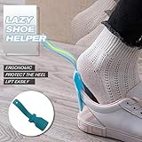 Lazy Shoe Helper, Portable Sock Slider - Handled Shoe Horn - Shoe Lifting Helper Easy on Easy Off, Plastic Shoehorn for Men, Women and Kids - Fits for All Shoes (Blue)