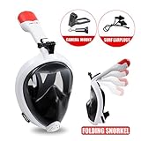 Full Face Snorkel Mask Surface Diving Scuba Gear Easy Breathing with Dry Snorkel & Camera Mount 180°Panoramic View Anti fog Anti Leak Snorkel Underwater for Adult & Youth