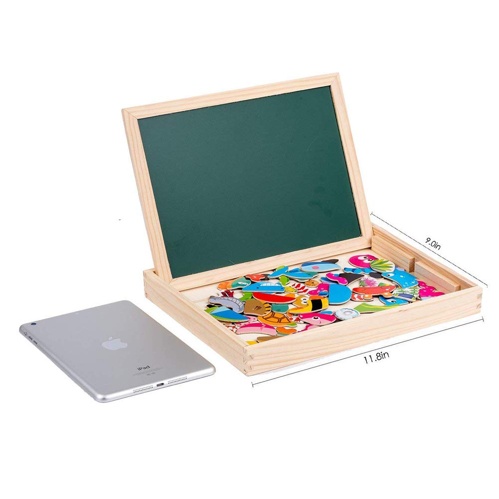 MOVEONSTEP Magnetic Jigsaw Puzzles with Magnetic Numbers and Alphabet Game Total 135 Pieces Double Sided Magnetic Drawing Board Ocean Theme for Children Age 3+