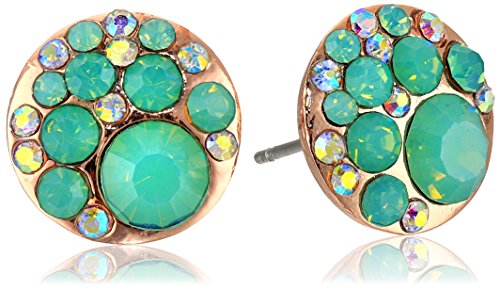 Pendientes de botón de cristal Boost de oro rosa y azul de Betsey Johnson