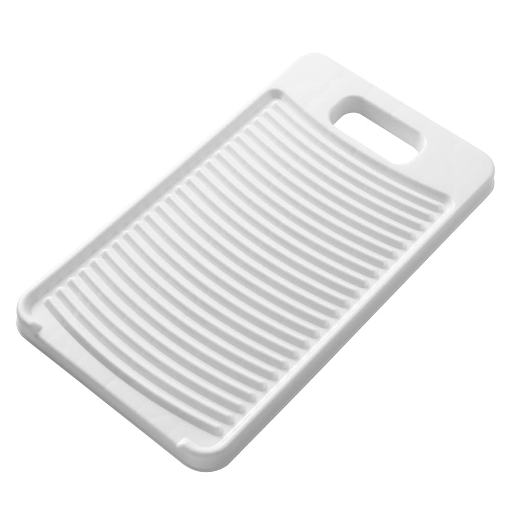 Hangable Antislip Washboard,With Fixed Tripod Thicken Plastic Washboard Clothing Cleaning Tool (White)