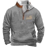 BIVENANT Patriotic Hoodies for Men American Flag Hoodie Fleece Mens Pullover Stand Collar 1/4 Zip Western Sweatshirts