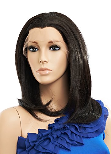 SETPRETTYXG Synthetic Hair Women Natural Black Celebrity Short Silky Straight Lace Front Wigs 14inch