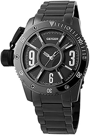 Geiger Round Face Steel Band Color Water Resistant Watch - No. 6020 (Dial Black, Band Color Black)