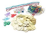 Pirate Bag Full Of Treasures Mega Pirate Booty Treasures Pirate Loot Coins and Gems Treasure Map Pirate Props for Treasure Hunt Game, Party Favors, Stocking Suffers or Treat Bags Value Pack 192 Gems