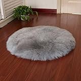 SMYTShop Deluxe Soft Faux Sheepskin Chair Cover Seat Pad Plain Shaggy Area Rugs for Bedroom Sofa Floor 11.8 inch by 11.8 inch (Gray)