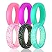 DoerDo Silicone Wedding Ring for Women, Durable Rubber Sport Band for Active Style - 6 Rings Pack(Green, Pink, Purple, Black Glitter, Blue Glitter, Transparent Glitter) (7 (17.3mm, 54.34mm))