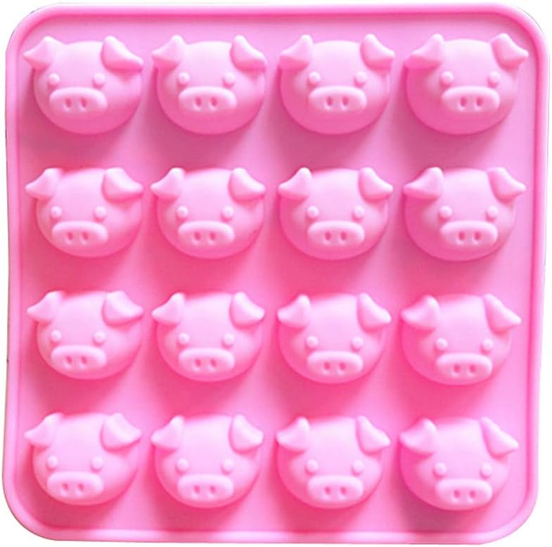 YUYOUG Novelty Festive Silicone Moulds - Multifunction 12 Little Pig 1/2 Pig Shapes Silicone Cake Baking Mould Ideal for Making Cakes, Muffins, Biscuits, Ice Cubes, Models (Pink(16 Pig))