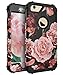 RabeMall Case for iPhone 6S,Case for iPhone 6 Unique Pretty Flowers for Girls/Women Anti-Fingerprint and Scratch-Resistant Three Layer High Impact Resistant Hybrid Protective Cover,Floral Black