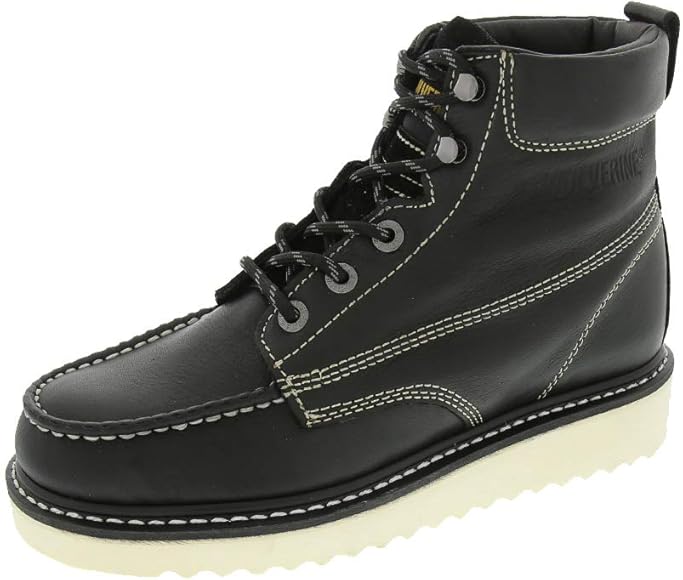 black moc toe work boots