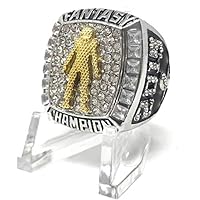 Legacy Rings 2019 Fantasy Football Championship Trophy Ring, Two-Tone Silver and Gold Plated + Display Stand, Many Sizes (11, Two-Tone Silver+Gold Plated)