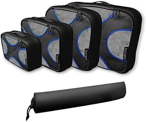4 Set Packing Cube System - Durable Travel Organizers with Laundry Bag (Black)